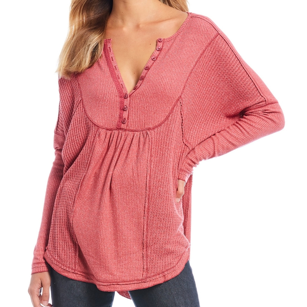 Free People Leo Ribbed thermal henley M runs big